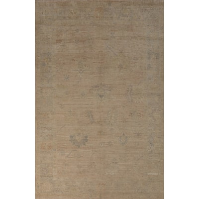Vegetable Dye Oushak Turkish Area Rug Handmade Floral Wool Carpet - 5'10"x 9'1"