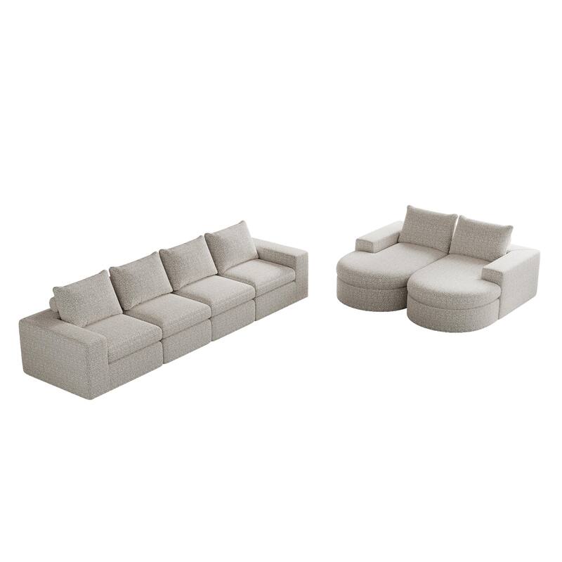 Roomfitters 99" Modern Chenille Cloud Curved Sectional Sofa with Chaise, L-Shaped Couch, for Living Room or Apartment