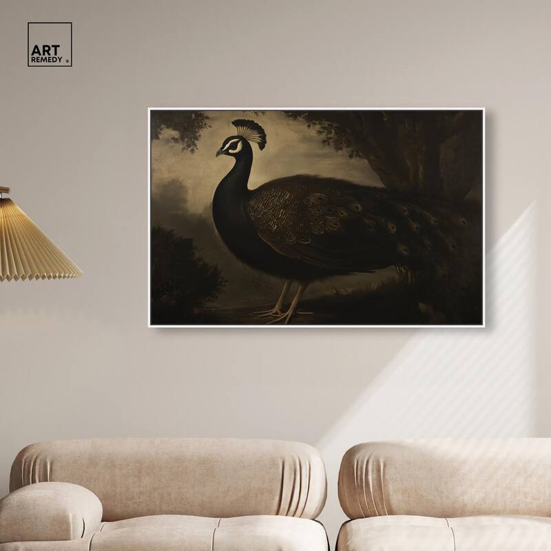 Peacock in Monotone Canvas by Art Remedy