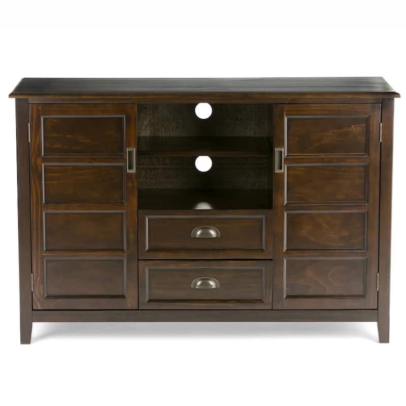 WYNDENHALL Portland SOLID WOOD 54 inch Wide Transitional TV Media Stand For TVs up to 60 inches - 54"w x 17.5"d x 36" h