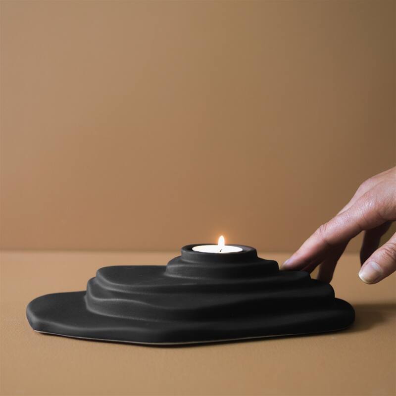 DUNE Candle holder Sandy Black - Sandy Black