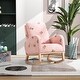 preview thumbnail 1 of 46, Upholstered High Back Wooden Rocking Chair for Living Room Baby Kids Room Bedroom, Pink Boucle Pink