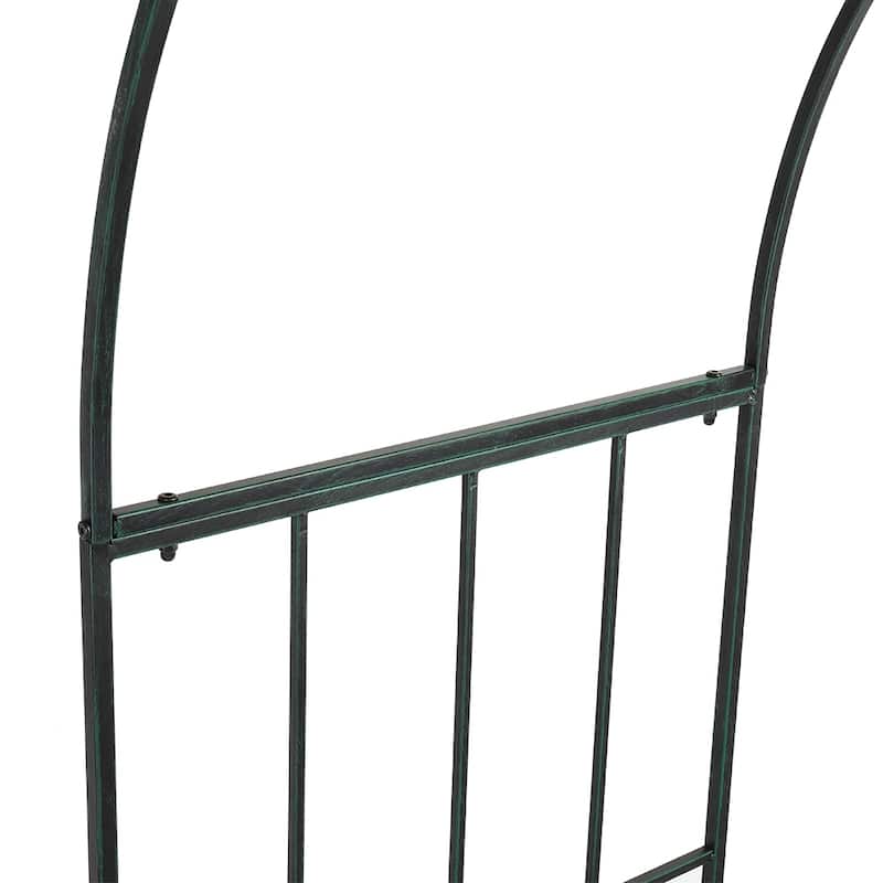 Dark Green Wrought Iron Garden Arch for Climbing Plants Vines or Roses - 46.65” x 22.05” x 87.2" (L x W x H)