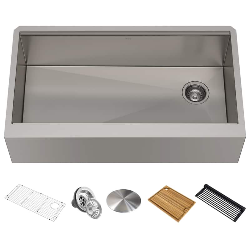 Kraus Kore 36" Farmhouse Single Basin Stainless Steel Kitchen Sink - - Stainless Steel