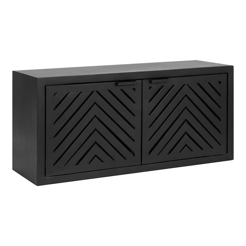 Kate and Laurel Mezzeta Decorative Wood Wall Cabinet - 30x10x14 - Black
