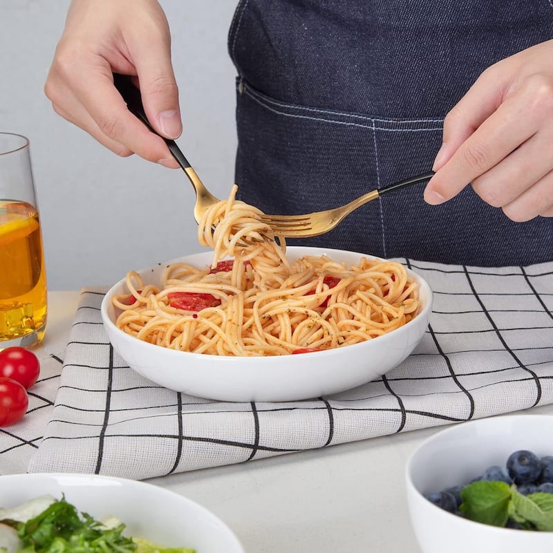 White Bowl Sets for Salad Soup Pasta Popcorn Fruits