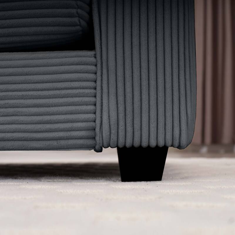 Comfortable 4-Seat Sectional Sofa with High-Resilience Foam & Matching Footstool - Corduroy Upholstery