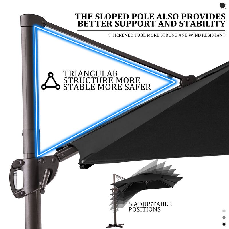 Pellebant 9 FT x 12 FT Outdoor Patio Cantilever Umbrella with Base Stand
