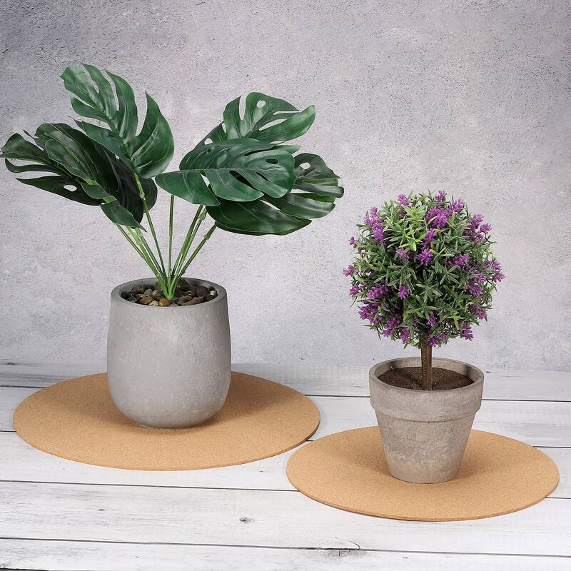 6pcs 12" Cork Coasters, Round Cork Plant Saucers Absorbent Cork Mat - Brown