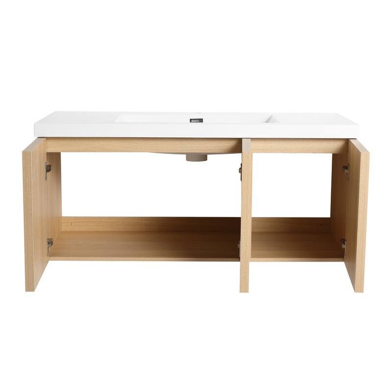 Beingnext 48"/60" Wall-Mounted Bathroom Vanity with Sink, Floating Bathroom Vanity with Soft Close Door