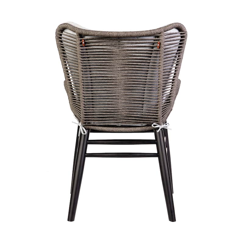 Fanny Solid Eucalyptus Wood & Rope Outdoor Patio Dining Chair