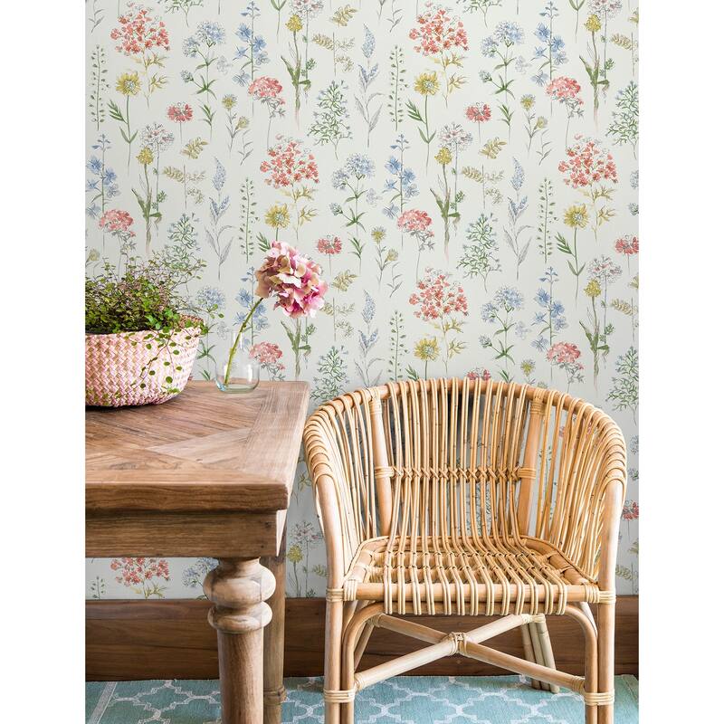 Chesapeake Bergamot Multicolor Wildflower Wallpaper