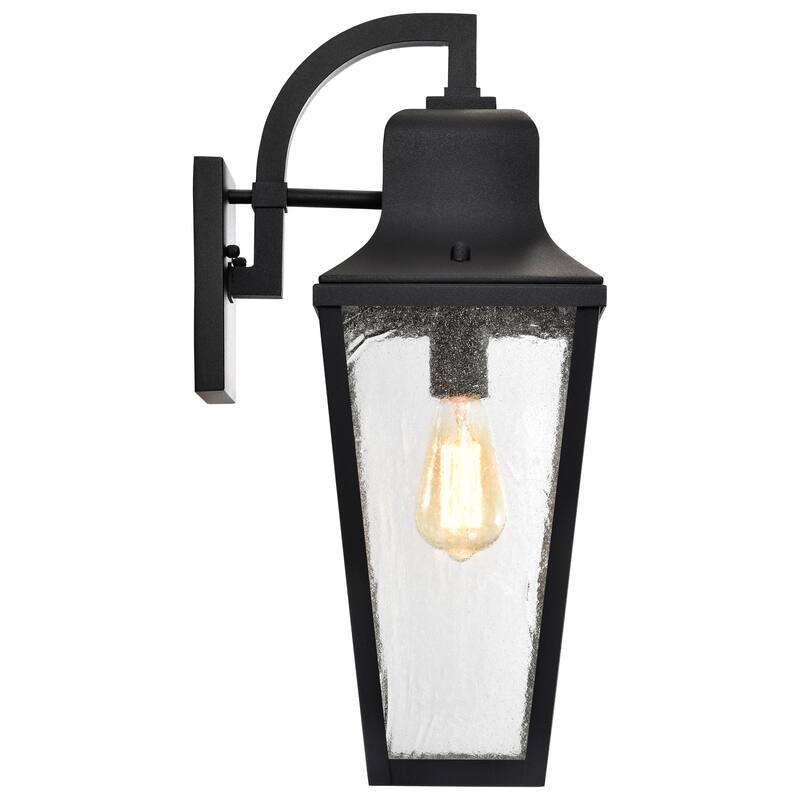 Lawrence 1 Light Large Wall Lantern Matte Black with Clear Seeded Glass