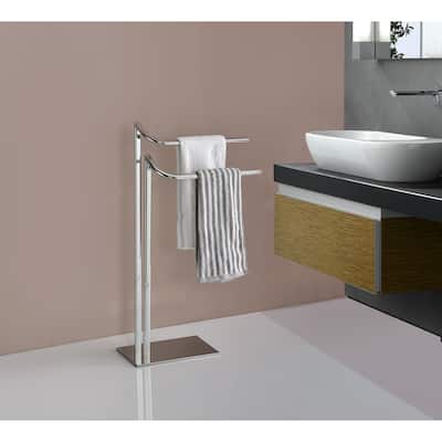 Metal Freestanding Bathroom Towel Rack Stand, Chrome