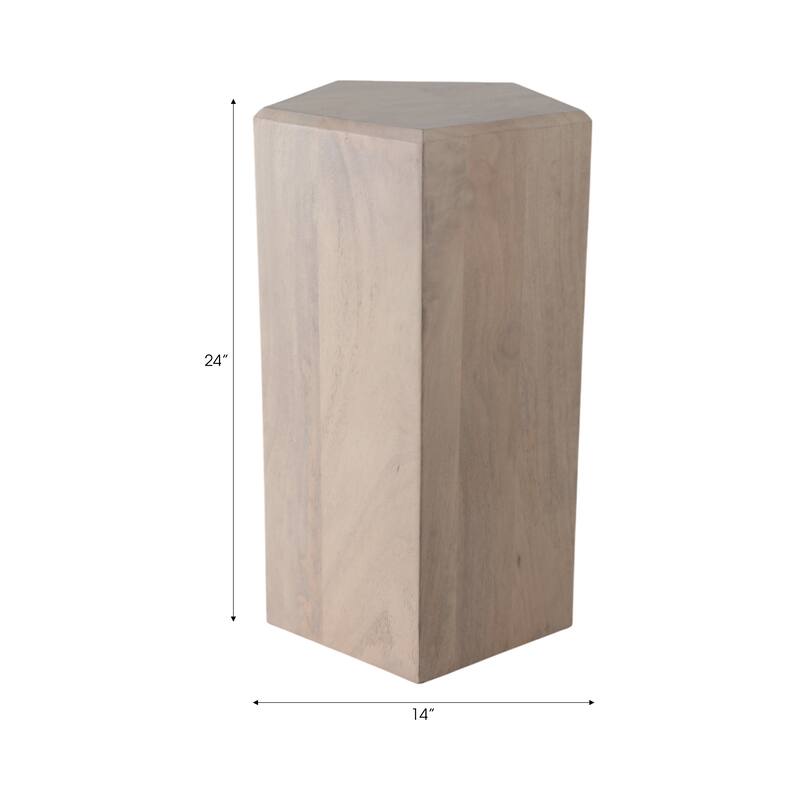 Natural Wood Side Table Elegant Geometric Design Narrow End Accent