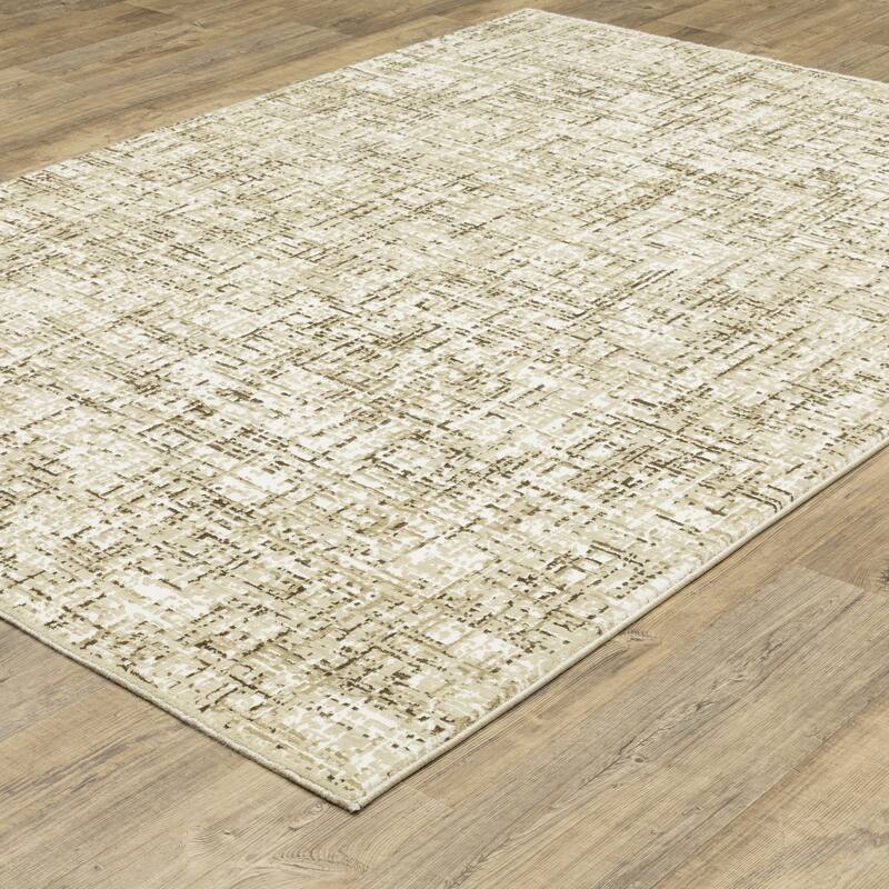 Style Haven Raphael Gridwork Ivory/ Brown Mixed Pile Area Rug