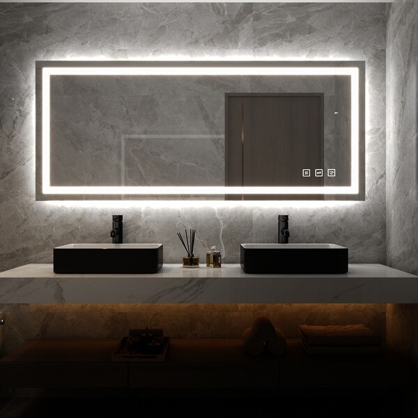 TOOLKISS Anti-Fog Bathroom Mirror with Dimmable Light