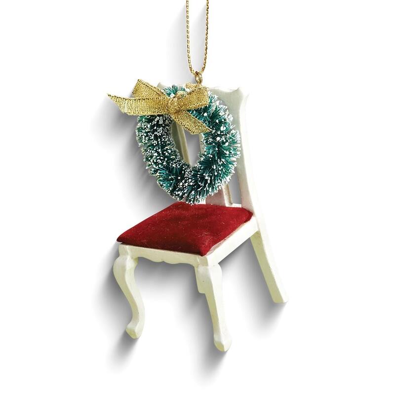 Curata Christmas Wreath Memorial Wooden Chair Ornament