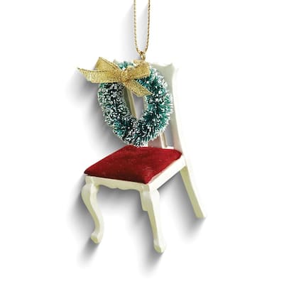 Curata Christmas Wreath Memorial Wooden Chair Ornament