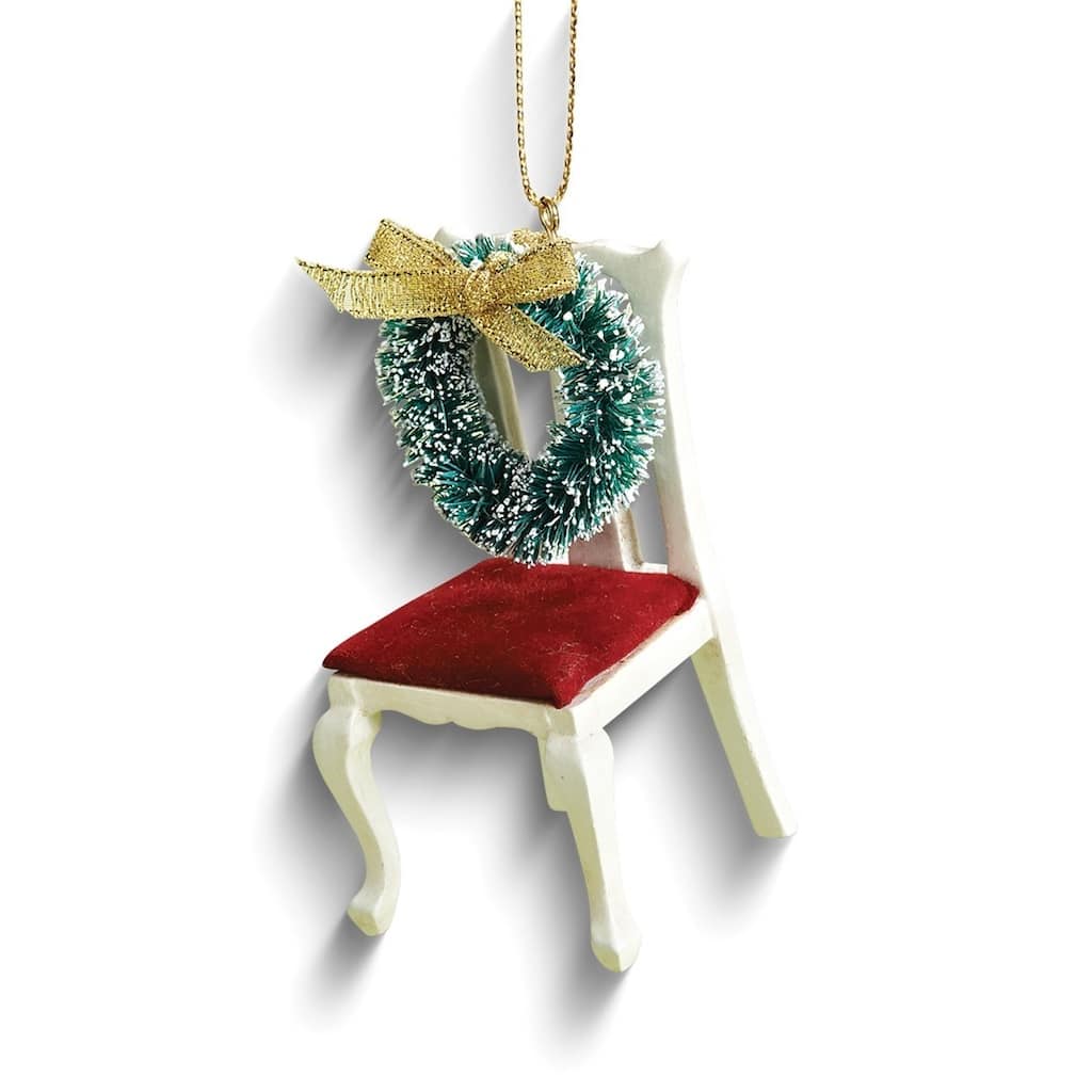 Curata Christmas Wreath Memorial Wooden Chair Ornament