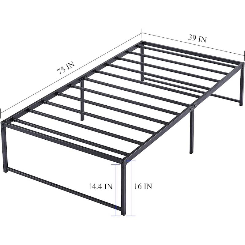 16 inch Bed Frames Heavy Duty Metal Twin/Full/Queen/King Size Platform BedFrame, No Box Spring Needed, Black Beds - Twin