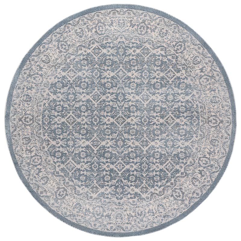 SAFAVIEH Harrison Mimoza Transitional Rug - 6'7" Round - Blue/Ivory