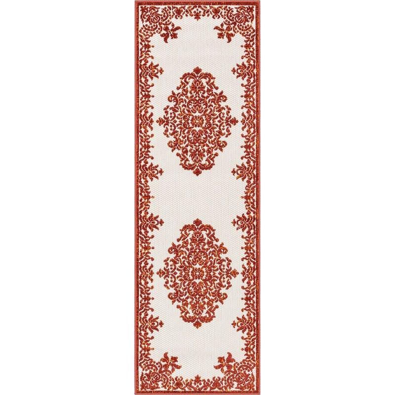 Well Woven Dorado Arid Modern Indoor Outdoor Medallion Area Rug - 2'3" x 7'3" Runner - Terracotta