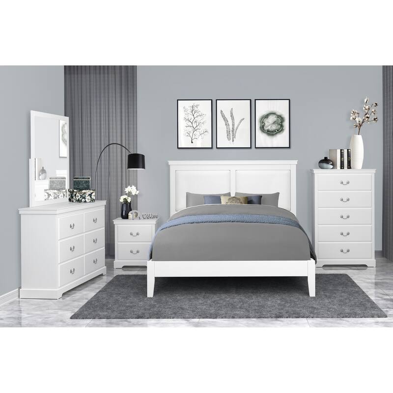 Queen Size Faux Leather Panel Bed with Upholstered Headboard and Footboard
