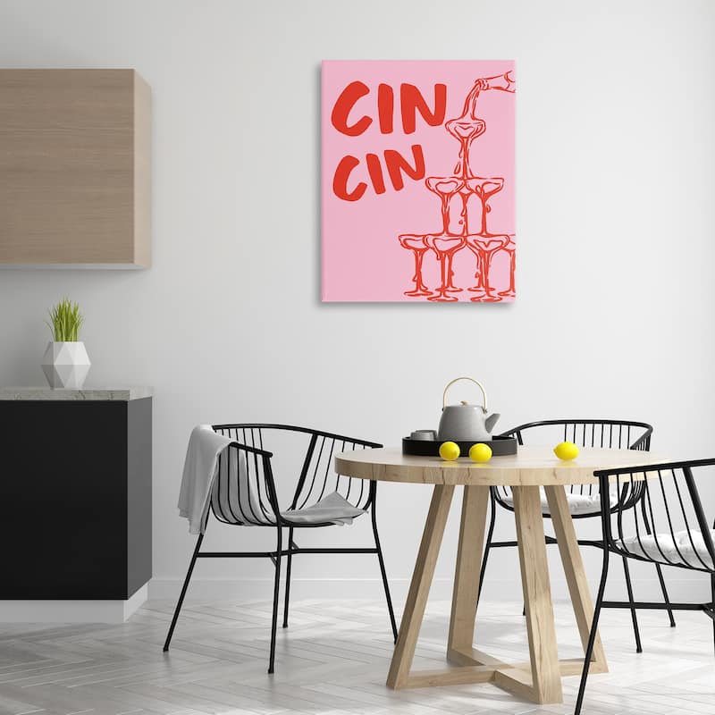 Stupell Cin Cin Champagne Tower Canvas Wall Art Design By House of Lulu