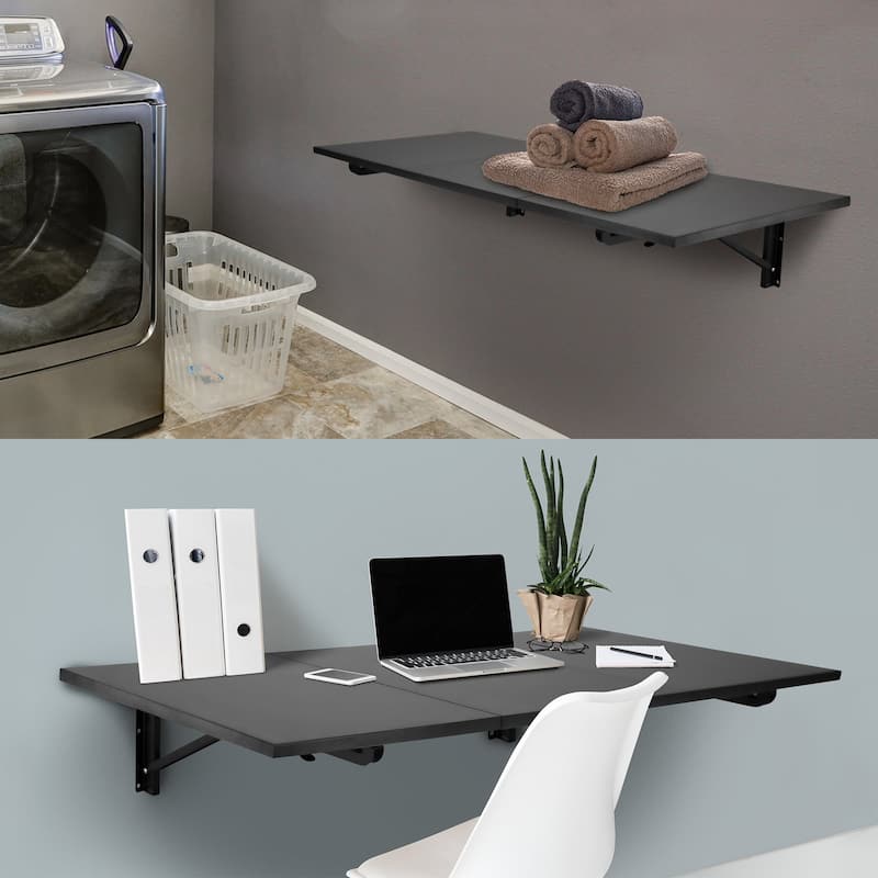 Mount-It! Standing Desk Wall Mount | Wall Mounted Drop Leaf Table - Black