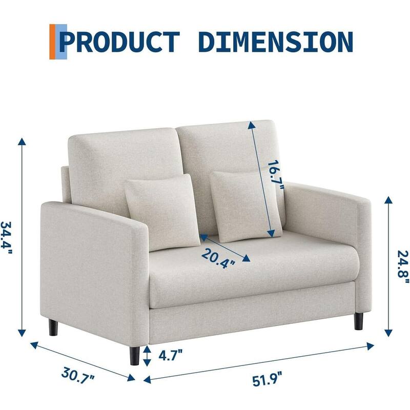 51" Sofa Accent Chair, Chenille Loveseat Reading Couch