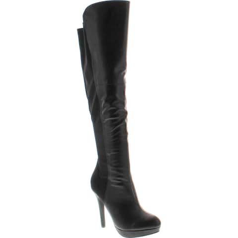 Delicious Women's Venga Faux Leather Over The Knee High Heel Boots - Black