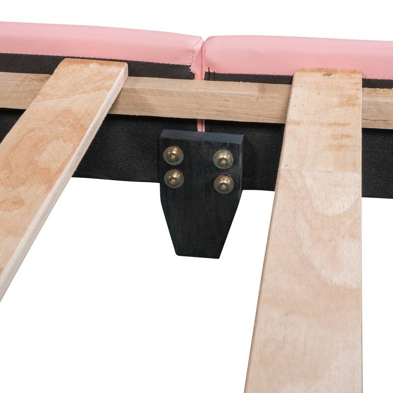 Upholstered Kids Bed with Rabbit Ears Headboard, PU Leather Platform Bed Frame with Wooden Slat Support