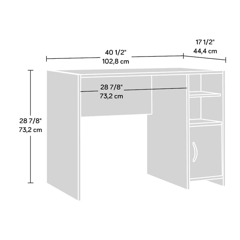 Anmytek Home Office Desk with Storage Dark Wood Grain Study