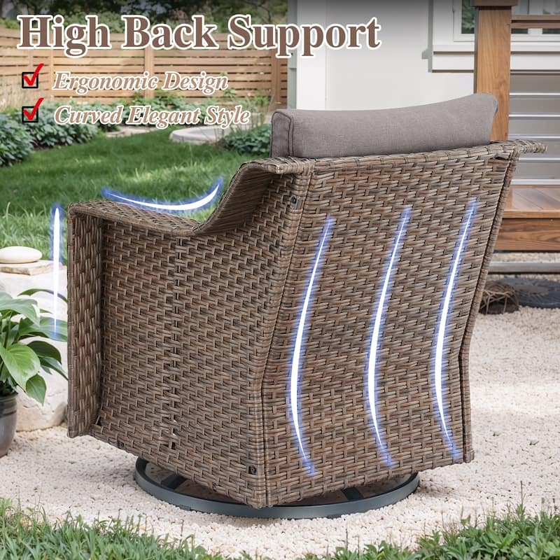 All-Weather Sofa with Outdoor Swivel Chairs Ottomans