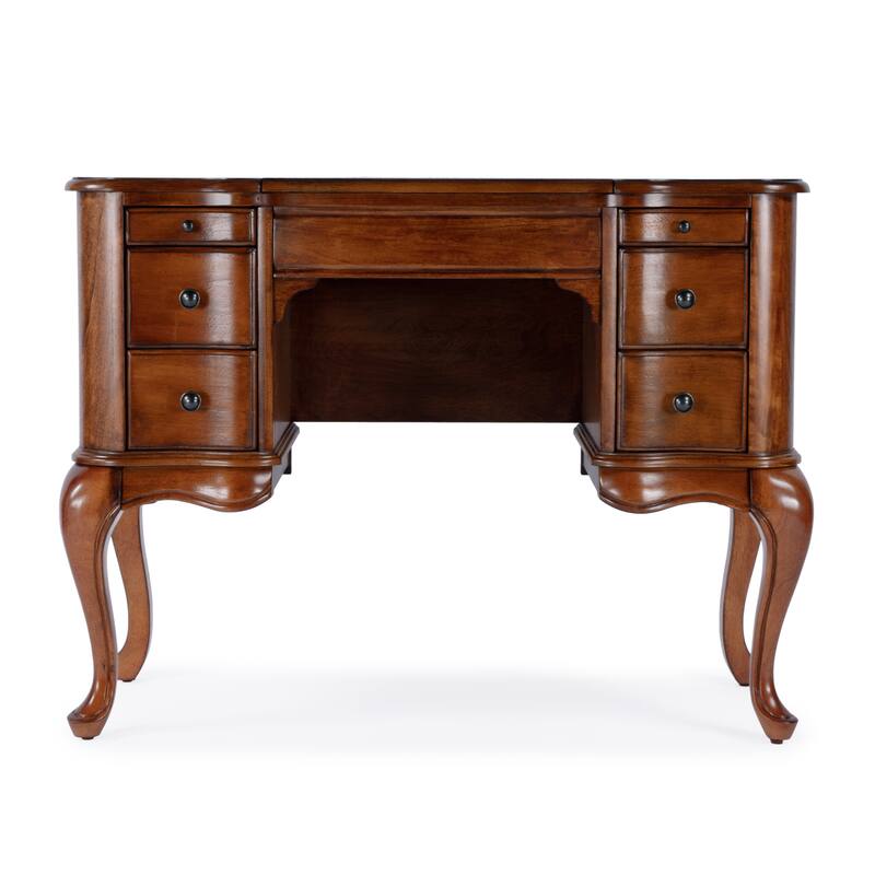 Charlotte 40 in. W Rectangular Wood Vanity/Valet Desk with Storage Drawers and Mirror