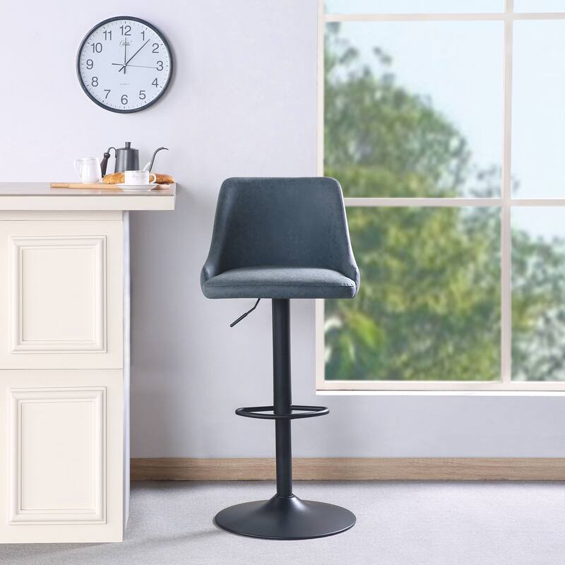 OS Home and Office Furniture Sylmar Height Adjustable Stool in Navy Faux Leather
