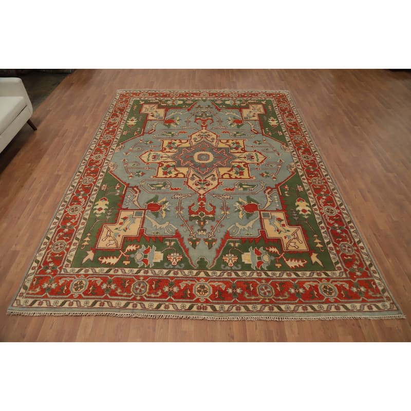 Hand Knotted Oriental 100% Wool Carpet Transitional All-Over Greys & Charcoal Oushak Area Rug - 12' 0'' X 8' 9''