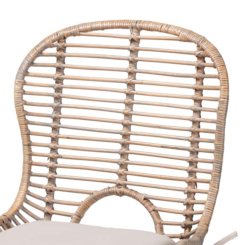 Brenna Modern Bohemian Rattan and Metal 2-Piece Dining Chair Set