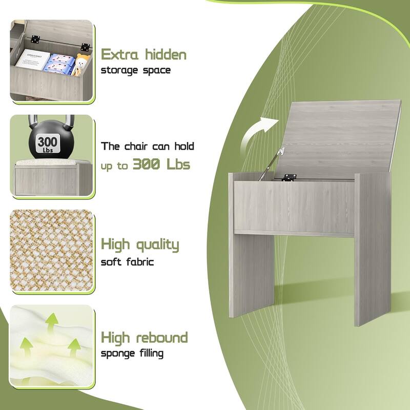 43.3'' Wide Makeup Vanity Dressing With Lighted Mirror and Stool