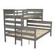 preview thumbnail 12 of 10, Gray Twin XL over Queen Size Solid Wood Bunk Bed with Ladder & Fence