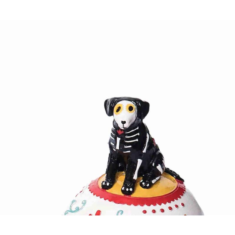 Sitting Festive Canine Dog Sugar Skull Decorative Tabletop Table Figure Figurine