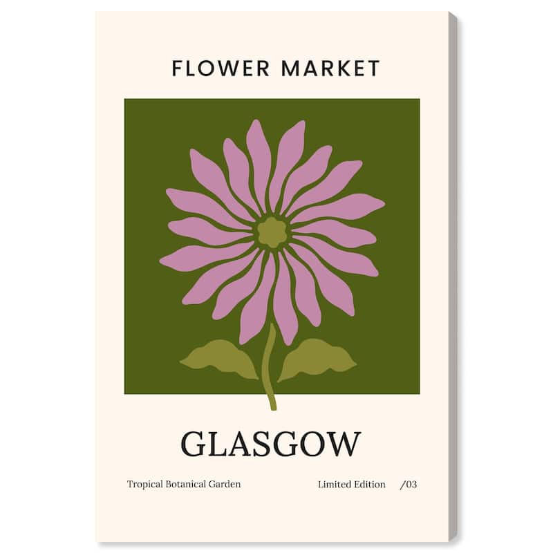 Wynwood Studio Canvas Advertising Flower Market Glasgow Purple and Light Purple Modern & Contemporary Wall Art Canvas Print