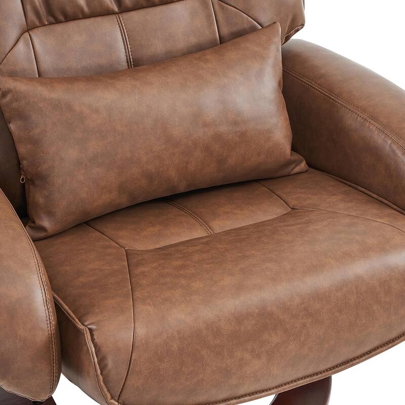 MCombo Swivel Recliners with Ottoman, Vibration Massage TV Chairs, Ergonomic Lounge Chair for Living Room, Faux Leather 4877