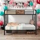 preview thumbnail 1 of 7, Twin Over Twin Metal Bunk Bed With Ladder And Full-Length Guardrail,Storage Space Black