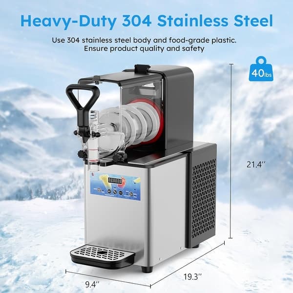 Commercial Slushy Machine, 3Lx2Tank, Self-Cleaning, for Frozen Drinks, Snow Melting