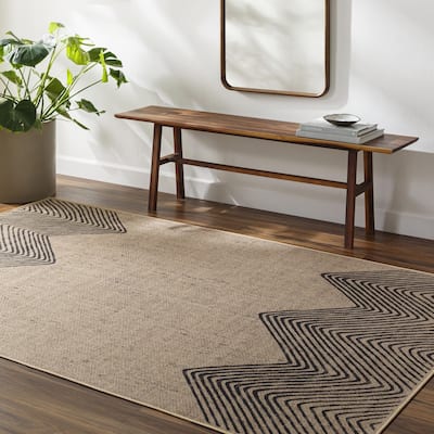 Minata Recycled Bohemian Border Washable Area Rug