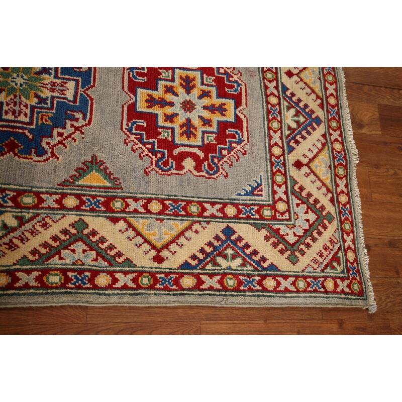 Geometric Kazak Runner Rug Handmade Wool Carpet - 2'7" x 19'4"