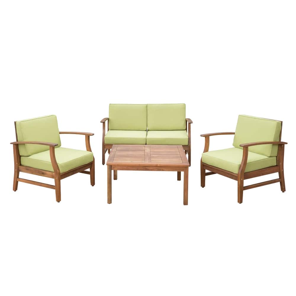 Perla Acacia 5-piece Chat Set with Cushions by Christopher Knight Home
