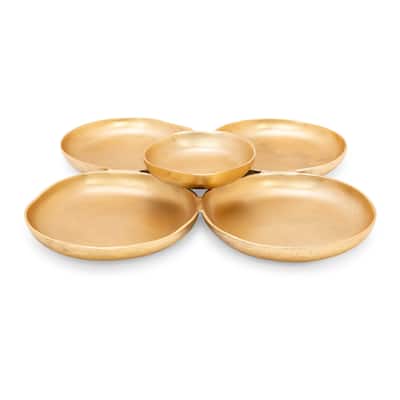 14.25"D Gold Metal 5 Cluster Bowl - 14.25"D x 2.25"H
